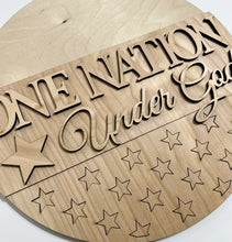 One Nation Under God Star Bottom Patriotic Round Doorhanger