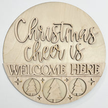 Christmas Cheer is Welcome Here Tree Trio Round Doorhanger 12"