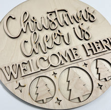 Christmas Cheer is Welcome Here Tree Trio Round Doorhanger 12"