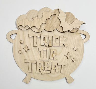 Trick or Treat Witches Cauldron with Bats Doorhanger 12