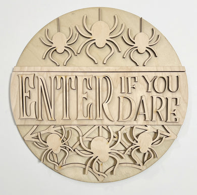 Enter If You Dare Halloween Spiders Round Doorhanger 12