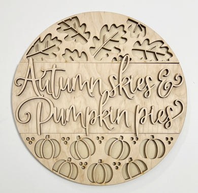 Autumn Skies & Pumpkin Pies Leaf & Pumpkin Cutouts Round Doorhanger 12