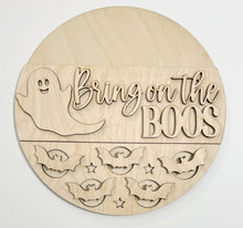 Bring On The Boos Halloween Ghosts and Bats Round Doorhanger 12"