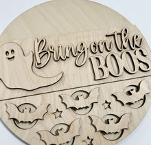 Bring On The Boos Halloween Ghosts and Bats Round Doorhanger 12"