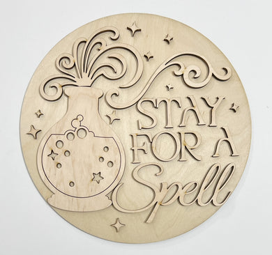 Stay For a Spell Halloween Witches Potion Round Doorhanger 12