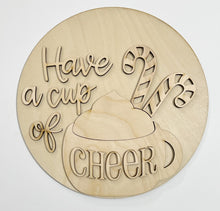 Have a Cup of Cheer Cocoa and Candy Canes Round Doorhanger 12"