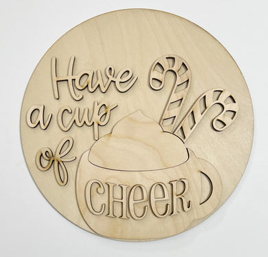 Have a Cup of Cheer Cocoa and Candy Canes Round Doorhanger 12