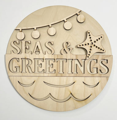 Seas & Greetings Christmas Beach Round Doorhanger 12