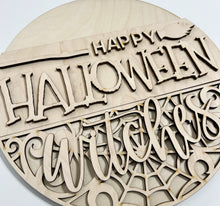 Happy Halloween Witches Spiderweb Broom Round Doorhanger 12"