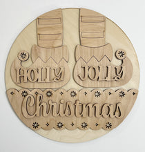 Holly Jolly Christmas Holiday Elf Elves Round Doorhanger 12"