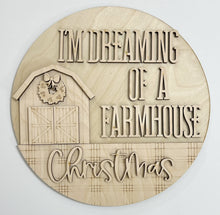 I'm Dreaming of a Farmhouse Christmas Holiday Barn Round Doorhanger 12"