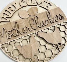 Welcome Mother Cluckers Farmhouse Chickens Round Doorhanger 12"