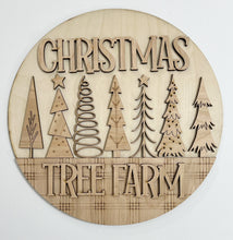 Christmas Tree Farm 7 Cute Trees Round Doorhanger 12"