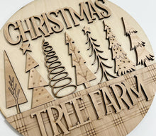 Christmas Tree Farm 7 Cute Trees Round Doorhanger 12"