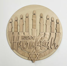 Happy Hanukkah Menorah Round Doorhanger 12"