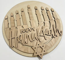 Happy Hanukkah Menorah Round Doorhanger 12"