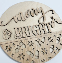 Merry & Bright Christmas Bulbs Holiday Round Doorhanger 12"