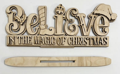 Believe In the Magic of Christmas Standing Shelf Sitter