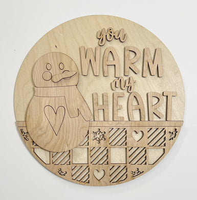 You Warm My Heart Snowman Round Doorhanger 12