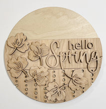 Hello Spring Falling Flowers Round Doorhanger 12"