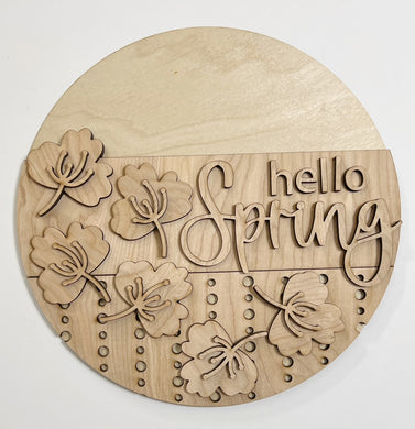 Hello Spring Falling Flowers Round Doorhanger 12