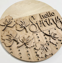 Hello Spring Falling Flowers Round Doorhanger 12"