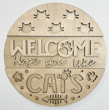 Welcome Hope You Like Cats Kitten Pawprint Fish Bone Round Doorhanger