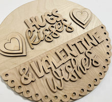 Hugs Kisses & Valentine Wishes Heart Round Doorhanger 12"