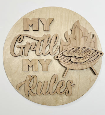 My Grill My Rules Father's Day Dad Round Doorhanger 12