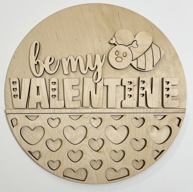 Be My Valentine Hearts and Bee Round Doorhanger