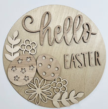 Hello Easter Flowers and Eggs Round Doorhanger