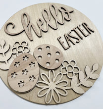 Hello Easter Flowers and Eggs Round Doorhanger