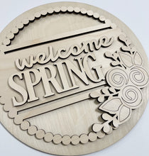 Welcome Spring Beaded Circle with Flowers Round Doorhanger