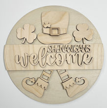 Shenanigans Welcome Shamrock St. Patrick's Day Round Doorhanger