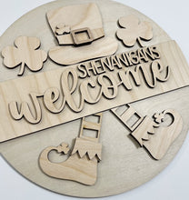 Shenanigans Welcome Shamrock St. Patrick's Day Round Doorhanger