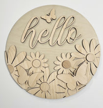 Hello Flowers and Butterflies Round Doorhanger