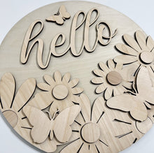 Hello Flowers and Butterflies Round Doorhanger