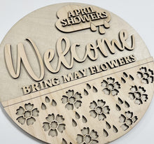 Welcome April Showers Bring May Flowers Round Doorhanger