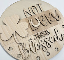 Not Lucky Just Blessed Shamrock St. Patrick's Day Round Doorhanger