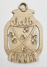 Hello Summer Lantern and Fireflies Doorhanger