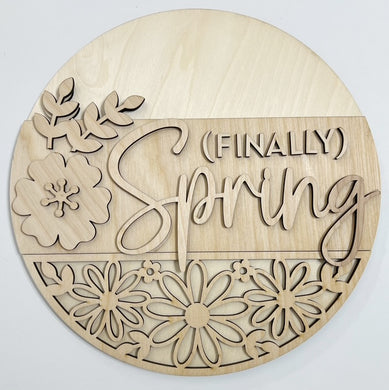 Finally Spring Flowers Round Doorhanger