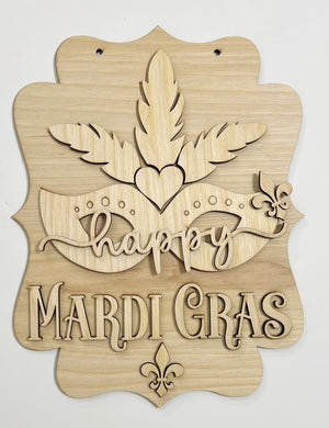 Happy Mardi Gras Mask Doorhanger