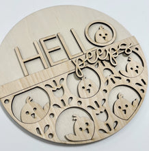 Hello Peeps Easter Chicks Spring Round Doorhanger