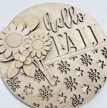 Hello Fall Flower Boquet Round Doorhanger