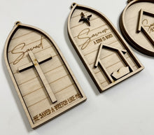 Double Layered Nativity Round & Arch Christmas Ornament Charms Tags Set of 4