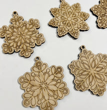 Scored Snowflake Christmas Ornament Charms Tags Set of 6