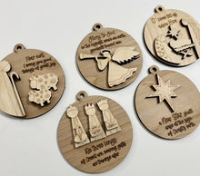 Double Layered Religious Nativity Christmas Ornament Charms Tags Set of 5