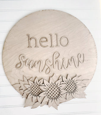 Hello Sunshine Sunflower Round Doorhanger