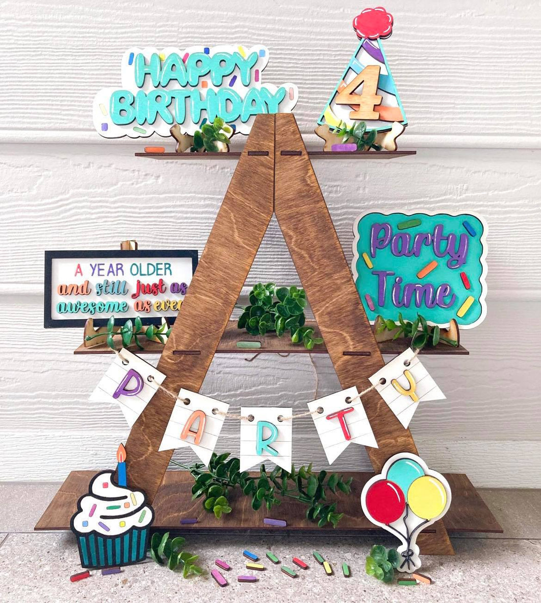 Happy Birthday Party Time Tiered Tray Set
