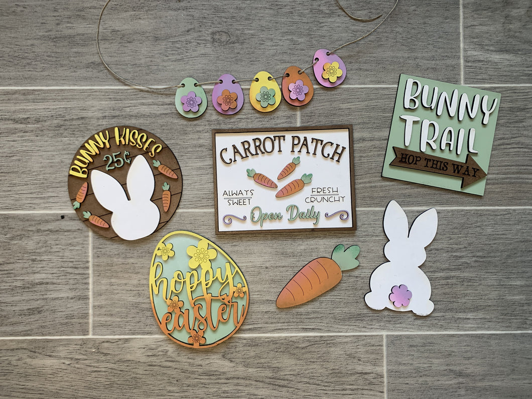 Carrot Patch Bunny Trail Happy Easter Tiered Tray Set